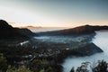 Cemoro Lawang village near Gunung Bromo or Mount Bromo is covered by clouds at dawn Royalty Free Stock Photo