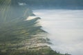 Cemoro lawang village under foggy condition at mount Bromo in Bromo tengger semeru national park, East Java, Indonesia Royalty Free Stock Photo