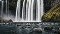 cenic view of Waterfall in forest surrounded by rocks and trees Royalty Free Stock Photo