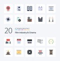 20 Cenima Flat Color icon Pack like stare cinema clapper time film stip