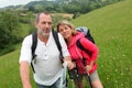 Cenior couple on a hiking journey Royalty Free Stock Photo