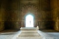 Cenotaph in front of lit archway in Humayun`s tomb delhi