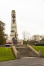 The Cenotaph and German U Boat deck gun in Bangor`s Ward Park on a dull morning in County Down Northern Ireland Royalty Free Stock Photo