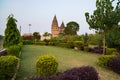 Cenotaphs at Orchha, Madhya Pradesh. Also spelled Orcha, famous travel destination in India. Moghul gardens, blue sky.
