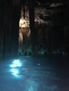 Cenote cavern in Yucatan, Mexico with crystal clear water.