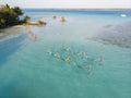 Cenote Cocalitos. Swings and Hammocks in turquoise water of seven colores lagoon near Bacalar, Quintana Roo, Mexico Royalty Free Stock Photo