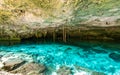Cenote Dos Ojos - Cave Two Eyes - in Mexico, peninsula Yucatan with sparkling clear water and warm water