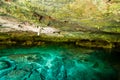 Cenote Dos Ojos - Cave Two Eyes - in Mexico, peninsula Yucatan with sparkling clear water and warm water