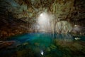 Cenote Dzitnup Xkeken, cave south of Valladolid. Landscape Royalty Free Stock Photo