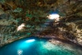 Cenote Samula Dzitnup near Valladolid, Yucatan, Mexico - swimming in crystal blue water Royalty Free Stock Photo