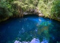 Cenote sinkhole in rainforest mayan jungle Royalty Free Stock Photo