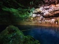 Cenote Tankach Ha sinkhole limestone rocks turquoise water Coba Mexico Royalty Free Stock Photo