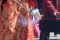 Censer in the hand of an Orthodox priest during a procession on Easter