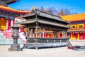 Censer of Lingbao temple in Hunchun city of northern province Jilin of China. Popular place of tourists from the border regions of