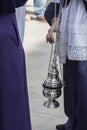 Censer of silver or alpaca to burn incense in the holy week