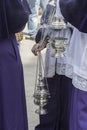 Censer of silver or alpaca to burn incense in the holy week