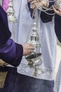 Censer of silver or alpaca to burn incense in the holy week