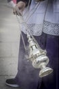 Censer of silver or alpaca to burn incense in the holy week