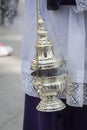 Censer of silver or alpaca to burn incense in the holy week