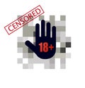 Censor icon with black 18 on white background. Vector illusration
