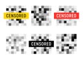 Censor pixel sign bar. Censorship square vector graphic blur effect censored content Royalty Free Stock Photo