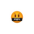 Censored angry emoticon. Yellow persons with their mouths closed with black tape bad message closed other.