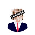 Censored concept. Man with censored sign on his face. Royalty Free Stock Photo