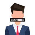 Censored concept. Man with censored sign on his face. Royalty Free Stock Photo