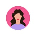 Censored freedom of speech icon. Woman with a duct tape over her mouth. Vector illustration