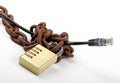 Censored internet concept - cable with chain and padlock Royalty Free Stock Photo