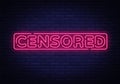 Censored neon text vector design template. Censored neon sign, light banner design element colorful modern design trend Royalty Free Stock Photo