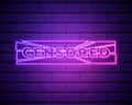 Censored neon text vector design template. Censored neon sign, light banner design element colorful modern design trend Royalty Free Stock Photo