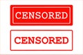 Censored red stamps isolated on white background