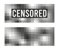 Censored sign with transparent blurry pixels. Censorship banner for censoring visual materials. Template of rectangle censor signs Royalty Free Stock Photo