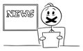 Censored Television Anchorman, Censorship and Journalism,Vector Cartoon Stick Figure Illustration