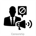 Censorship and censor icon concept