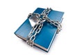 Censorship concept - books and chains on white Royalty Free Stock Photo