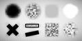 Censorship elements of various types, censored bar and pixel censor mosaics signs set, censure pixelation effect and blur