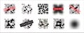 Censorship elements of various types, censored bar and pixel censor mosaics signs set, censure pixelation effect and Royalty Free Stock Photo