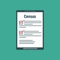 Census. Clipboard in pen in hand. Vector illustration flat design. Folder with documents