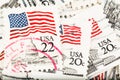 20 and 22 Cent American Postage Stamps Background