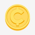 Cent, centavo currency symbol on gold coin