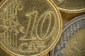 10 cent coin (euro). Reverse side, macro Royalty Free Stock Photo