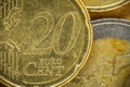 20 cent coin (euro). Reverse side, macro Royalty Free Stock Photo