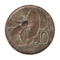 10 cent coin, Italy isolated over white