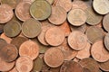 1 cent euro coins, 2 cent euro coins and 5 cent euro coins. Royalty Free Stock Photo