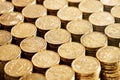 20 cent euro coins in stacks Royalty Free Stock Photo