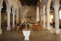 The cental hall in The Church of Multiplication of loaves and fish in Tabgha, Israel. Pilgrimage