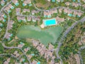 Cental lake of a residence from the sky