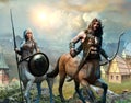 Centaur scene 3D illustration Royalty Free Stock Photo